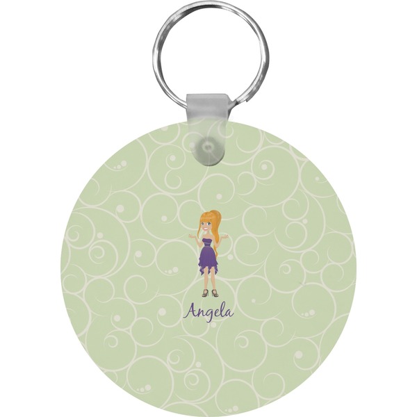 Custom Character (Woman) Round Keychain (Personalized)