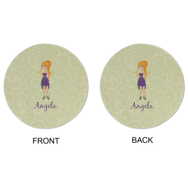 Custom Character (Woman) Round Linen Placemats - APPROVAL (double sided)