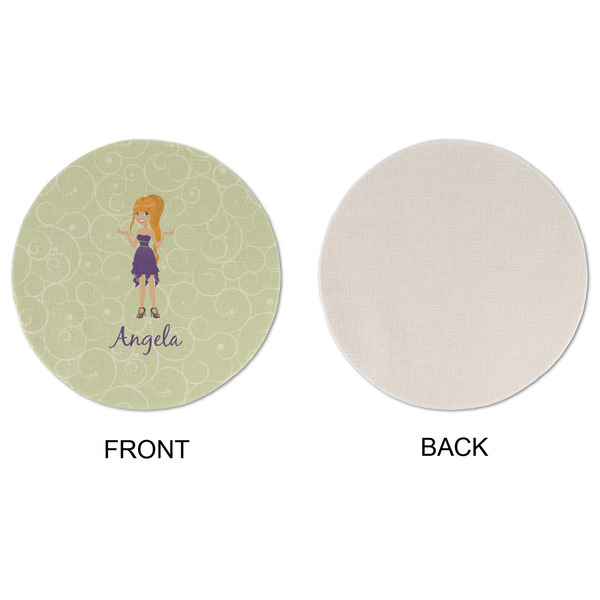 Custom Character (Woman) Round Linen Placemats - APPROVAL (single sided)