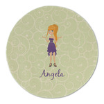Custom Character (Woman) Round Linen Placemat - Single Sided (Personalized)