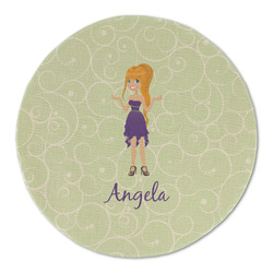 Custom Character (Woman) Round Linen Placemat - Single Sided (Personalized)