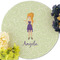 Custom Character (Woman) Round Linen Placemats - Front (w flowers)