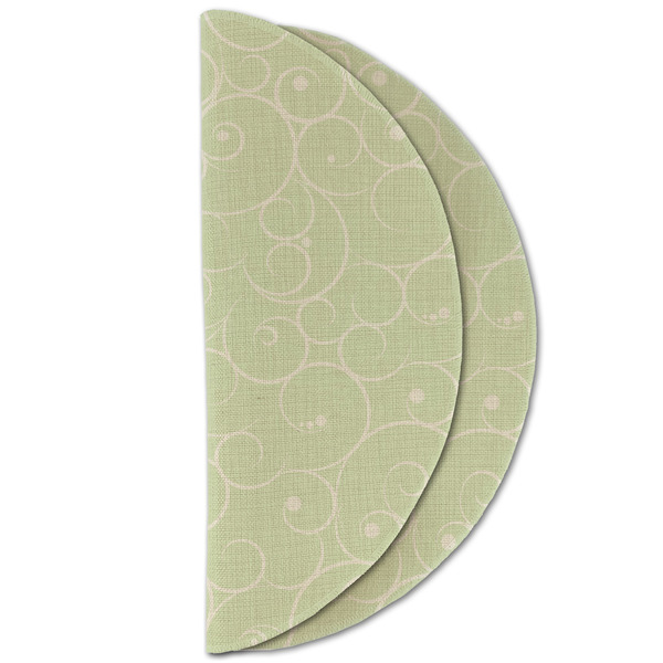 Custom Character (Woman) Round Linen Placemats - HALF FOLDED (double sided)