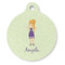 Custom Character (Woman) Round Pet ID Tag (Personalized)