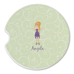Custom Character (Woman) Sandstone Car Coaster - Single (Personalized)