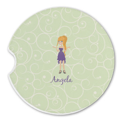 Custom Character (Woman) Sandstone Car Coaster - Single (Personalized)