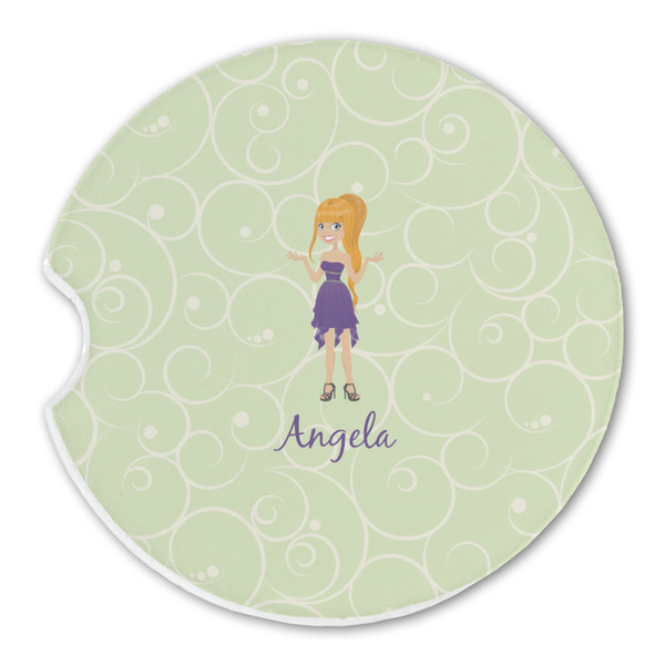 Custom Character (Woman) Sandstone Car Coaster - Single