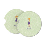Custom Character (Woman) Sandstone Car Coasters (Personalized)