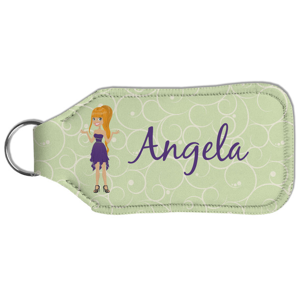 Custom Character (Woman) Sanitizer Holder Keychain - Large (Back)