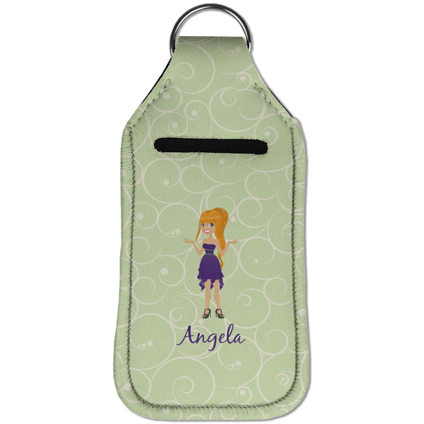 Custom Character (Woman) Sanitizer Holder Keychain - Large (Front)