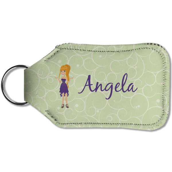 Custom Character (Woman) Sanitizer Holder Keychain - Small (Back)