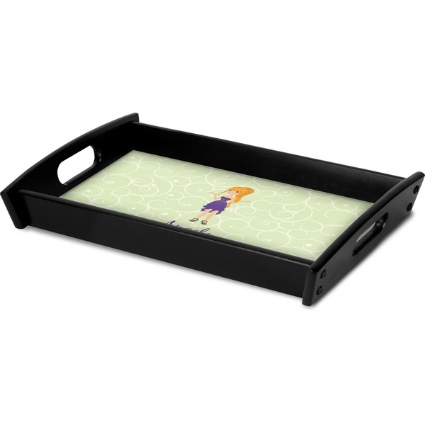 Custom Character (Woman) Serving Tray Black - Corner