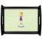 Custom Character (Woman) Black Wooden Tray - Large (Personalized)
