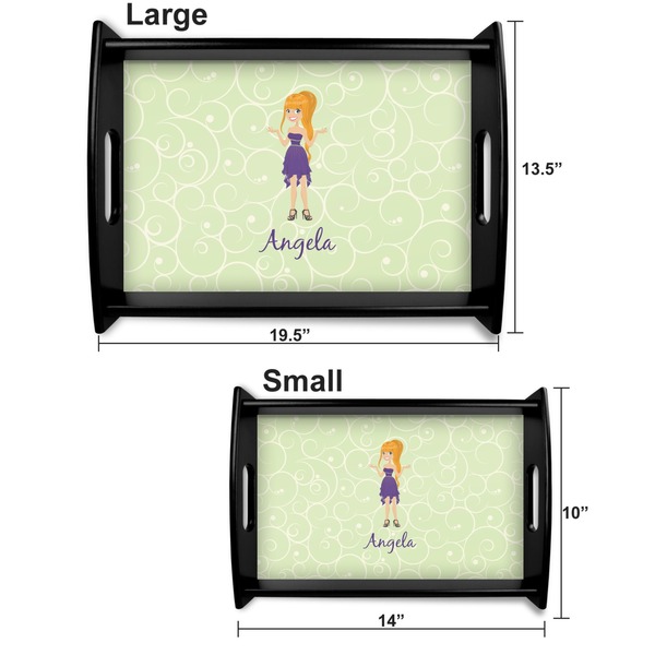 Custom Character (Woman) Serving Tray Black Sizes