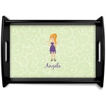 Custom Character (Woman) Black Wooden Tray - Small (Personalized)