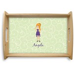 Custom Character (Woman) Natural Wooden Tray - Small (Personalized)