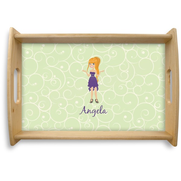 Custom Custom Character (Woman) Natural Wooden Tray - Small (Personalized)