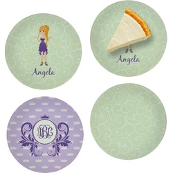 Custom Character (Woman) Set of 4 Glass Appetizer / Dessert Plate 8" (Personalized)