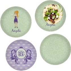 Custom Character (Woman) Set of 4 Glass Lunch / Dinner Plate 10" (Personalized)