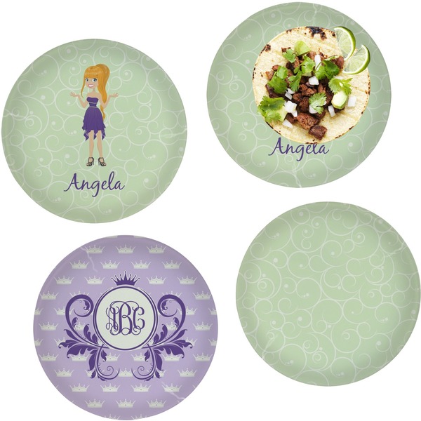 Custom Custom Character (Woman) Set of 4 Glass Lunch / Dinner Plate 10" (Personalized)