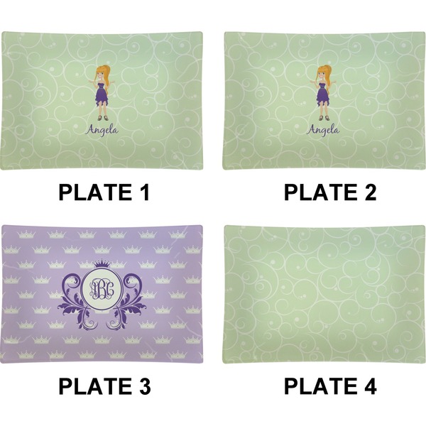 Custom Character (Woman) Set of Rectangular Appetizer / Dessert Plates (Approval)
