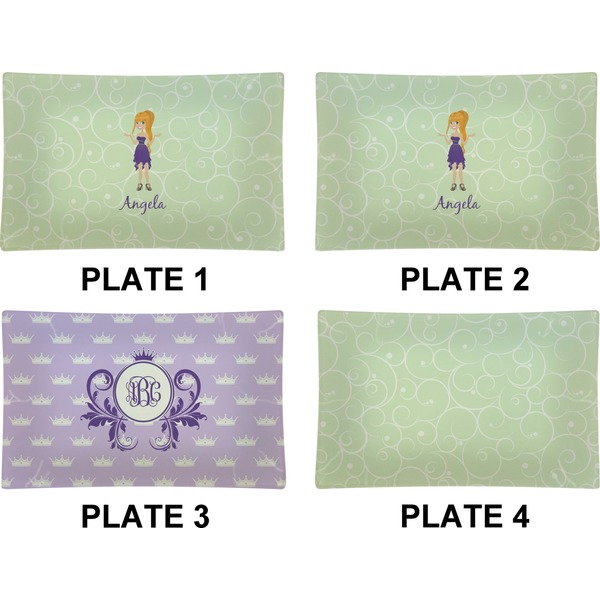 Custom Character (Woman) Set of Rectangular Dinner Plates (Approval)