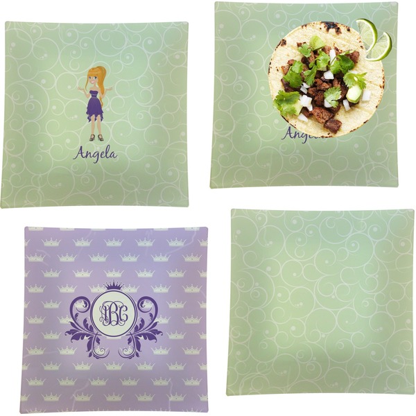Custom Character (Woman) Set of Square Dinner Plates