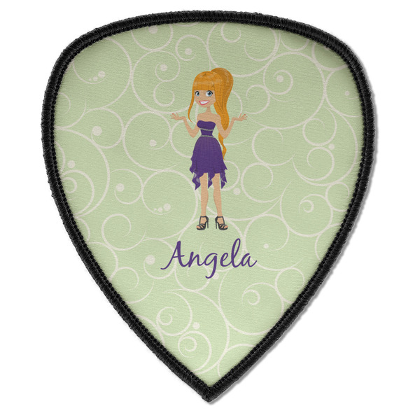 Custom Custom Character (Woman) Iron on Shield Patch A w/ Name or Text
