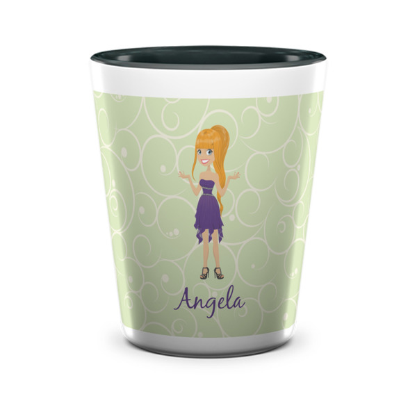 Custom Character (Woman) Shot Glass - Two Tone - FRONT