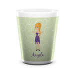 Custom Character (Woman) Ceramic Shot Glass - 1.5 oz - White - Set of 4 (Personalized)