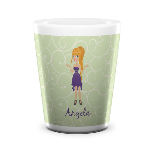 Custom Character (Woman) Shot Glass - White - FRONT