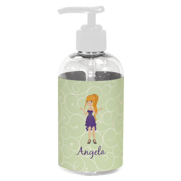 Custom Custom Character (Woman) Plastic Soap / Lotion Dispenser (8 oz - Small - White) (Personalized)
