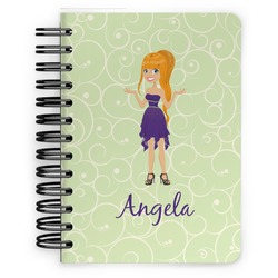 Custom Character (Woman) Spiral Notebook - 5x7 w/ Name or Text