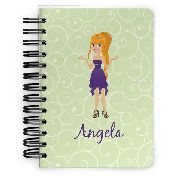 Custom Custom Character (Woman) Spiral Notebook - 5x7 w/ Name or Text