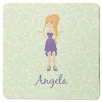 Custom Character (Woman) Square Rubber Backed Coaster (Personalized)