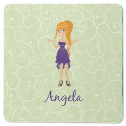Custom Character (Woman) Square Rubber Backed Coaster (Personalized)