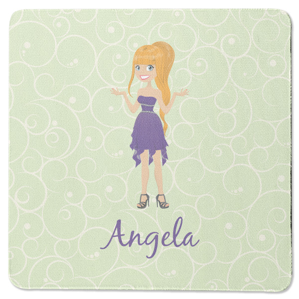Custom Custom Character (Woman) Square Rubber Backed Coaster (Personalized)