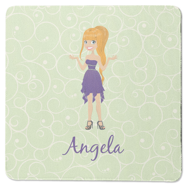 Custom Character (Woman) Square Coaster Rubber Back - Single