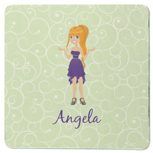 Custom Character (Woman) Square Coaster Rubber Back - Single