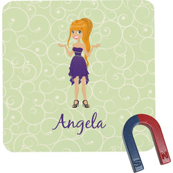 Custom Character (Woman) Square Fridge Magnet (Personalized)