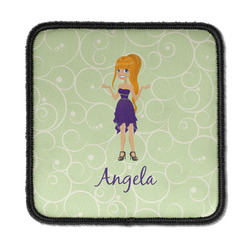 Custom Character (Woman) Iron On Square Patch w/ Name or Text