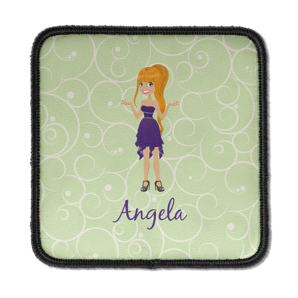 Custom Custom Character (Woman) Iron On Square Patch w/ Name or Text