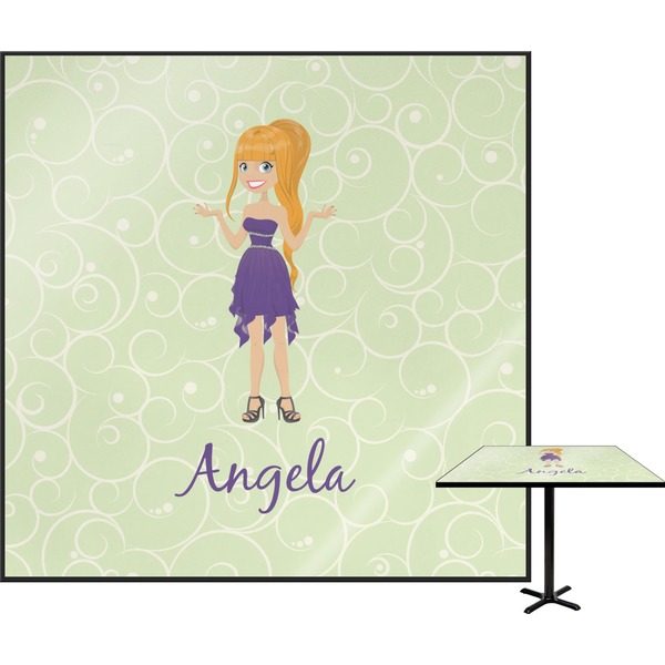 Custom Custom Character (Woman) Square Table Top - 24" (Personalized)