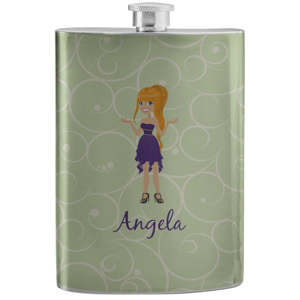 Custom Custom Character (Woman) Stainless Steel Flask (Personalized)