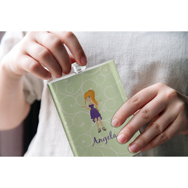 Custom Character (Woman) Stainless Steel Flask - LIFESTYLE 1