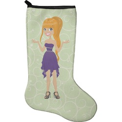 Custom Character (Woman) Holiday Stocking - Single-Sided - Neoprene