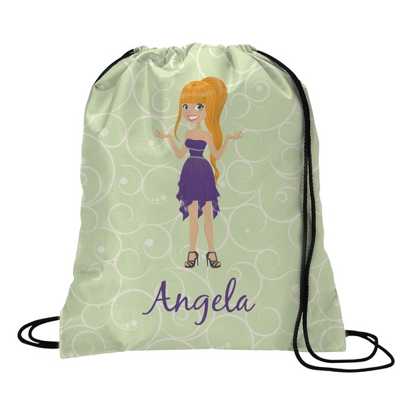Custom Custom Character (Woman) Drawstring Backpack - Large (Personalized)