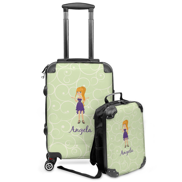 Custom Custom Character (Woman) Kids 2-Piece Luggage Set - Suitcase & Backpack (Personalized)