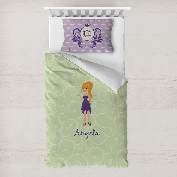 Custom Custom Character (Woman) Toddler Bedding Set - With Pillowcase (Personalized)