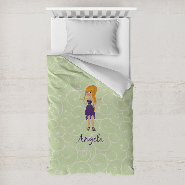 Custom Custom Character (Woman) Toddler Duvet Cover w/ Name or Text